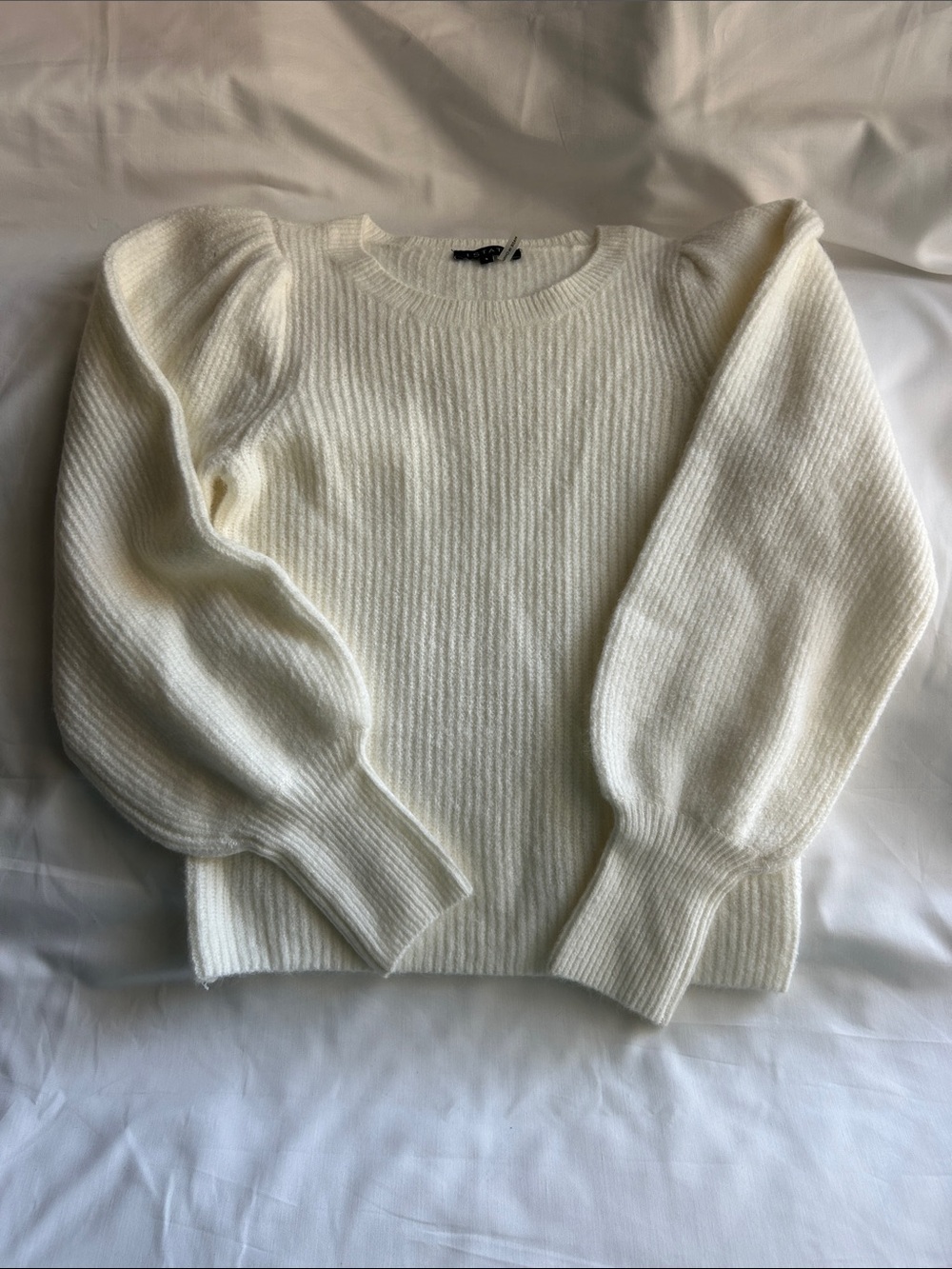 1 State Women’s Cream Puff-Sleeve Knit Sweater - Cream